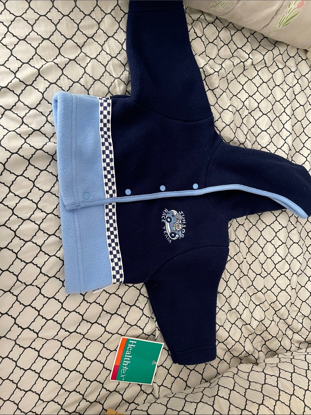 healthtex Navy and Light Blue Baby Fleece Jacket with Check Trim